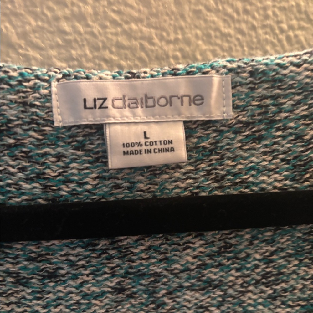 Liz Claiborne Green & White Sleeveless Sweater NWOT